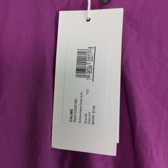 Calme by Johnny Was Womens V-Neck Buttoned Raglan Slip Dress Purple Size XS NWT - Picture 4 of 16